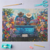 Decoupage Vintag Truck Couple Blume Farm Seidenpapier (Basteln)