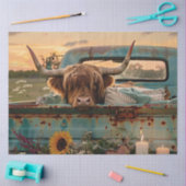 Decoupage Vintag Truck Hochland Kuh Sonnenblumen Seidenpapier (Basteln)