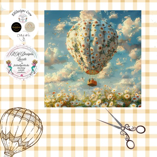 Decoupage Vintag Whimsical Hot Air Ballonfahrt Seidenpapier