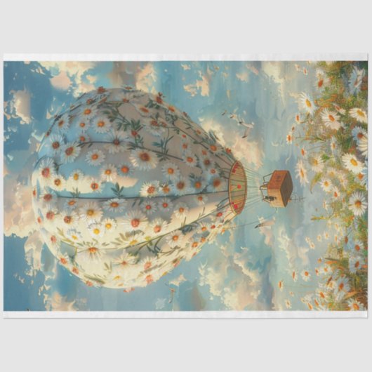 Decoupage Vintag Whimsical Hot Air Ballonfahrt Seidenpapier (Vorderseite)