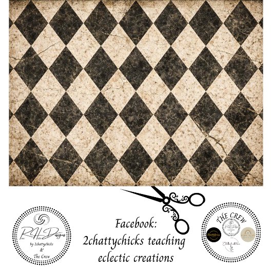 Decoupage Vintage Distressed Harlequin Wonderland Seidenpapier