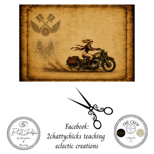 Decoupage Vintage Frau Motorradfahrt Sturgis Seidenpapier