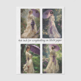 Decoupage Vintage-Garten-Dame 4x6"-Formrahmen Seidenpapier