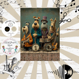 Decoupage Vintage-Hunde-Rockband Fell Federn Funk Seidenpapier