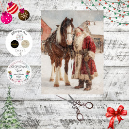 Decoupage Vintage Poster Christmas Santa & Horse Seidenpapier