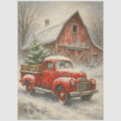 Decoupage Vintage Red Truck Christmas Scene Seidenpapier (Vorderseite)