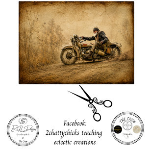 Decoupage Vintage-Sepia-Motorrad Sturgis-Fahrer Seidenpapier