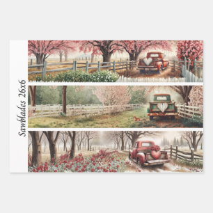 Decoupage Vintage-Valentins-LKW Handsägen Schilder Geschenkpapier Set
