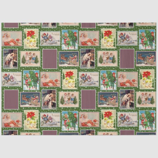 Decoupage Vintage Weihnachtskarte Seidenpapier (Vorderseite)