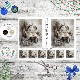 Decoupage Vintage Weihnachtsmann Scrapbooking 11x1 Seidenpapier