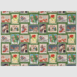 Decoupage Vintage-Weihnachtspostkarte Seidenpapier