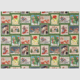 Decoupage Vintage-Weihnachtspostkarte Seidenpapier