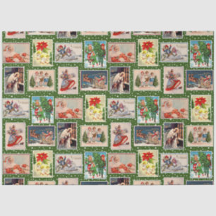 Decoupage Vintage-Weihnachtspostkarte Seidenpapier