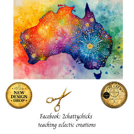 Decoupage-Wasserfarben-Karte Australien & Farbenex Seidenpapier