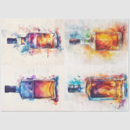 Decoupage Watercolor Background Liquor Flaschen Seidenpapier