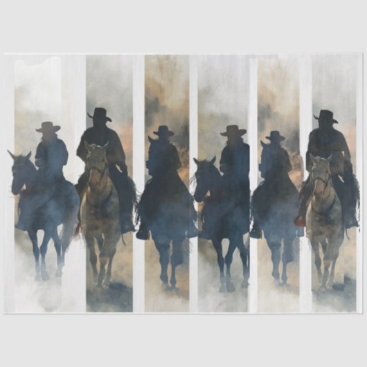Decoupage Watercolor Collage Brush 6 Cowboys Seidenpapier (Vorderseite)