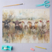 Decoupage Watercolor Highland Cow Lineup Rustikal Seidenpapier (Basteln)