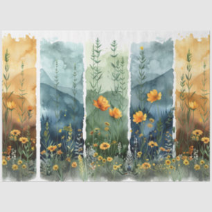 Decoupage Watercolor Set von 4 Florals Seidenpapier