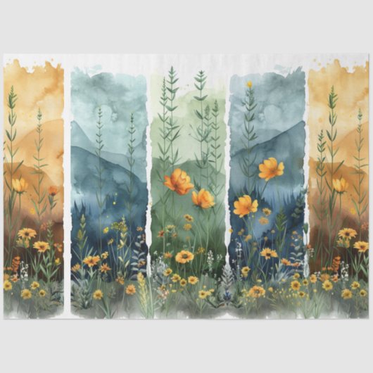 Decoupage Watercolor Set von 4 Florals Seidenpapier (Vorderseite)