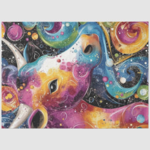 Decoupage Watercolor Vibranic Artistic Cow Head Seidenpapier