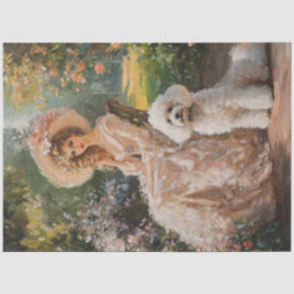 Decoupage Watercolor Vintag Lady & Poodle Dog Seidenpapier