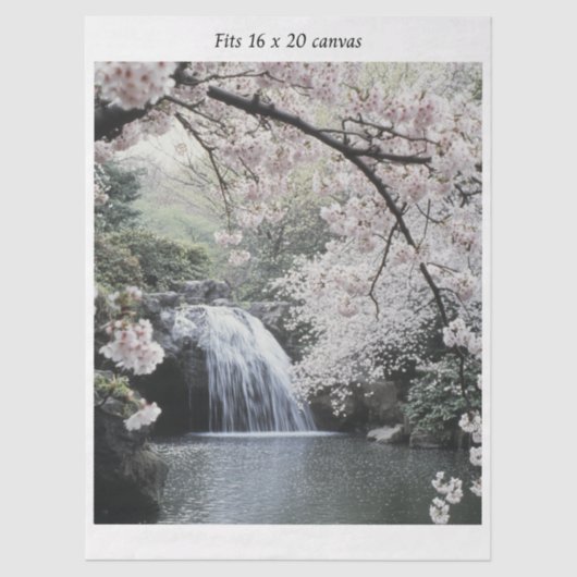 Decoupage Waterfall Cherry Blossom Fits 16x20 Seidenpapier (Vorderseite)