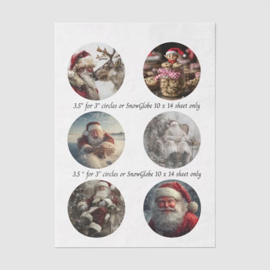 Decoupage-Weihnachtsdesigns für Schneekugel 3,5" Seidenpapier (Vorderseite)