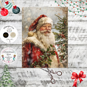 Decoupage Weihnachtsmann Festlicher roter Mantel K Seidenpapier