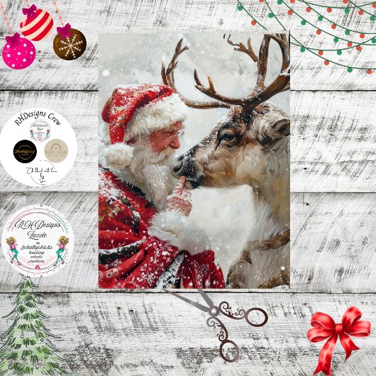Decoupage Weihnachtsmann-Rentier "Nordpol Whimsy" Seidenpapier