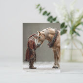 Decoupage-Weihnachtsmann und Pferd - besonderer Mo Postkarte (Stehend Vorderseite)