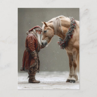 Decoupage-Weihnachtsmann und Pferd - besonderer Mo Postkarte