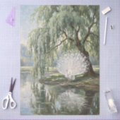 Decoupage Weißer Pfau am Weidenbaum Seidenpapier (Basteln)