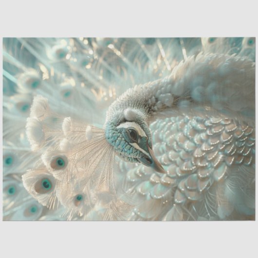 Decoupage Weißer Pfau Frosted Elegance  Seidenpapier (Vorderseite)
