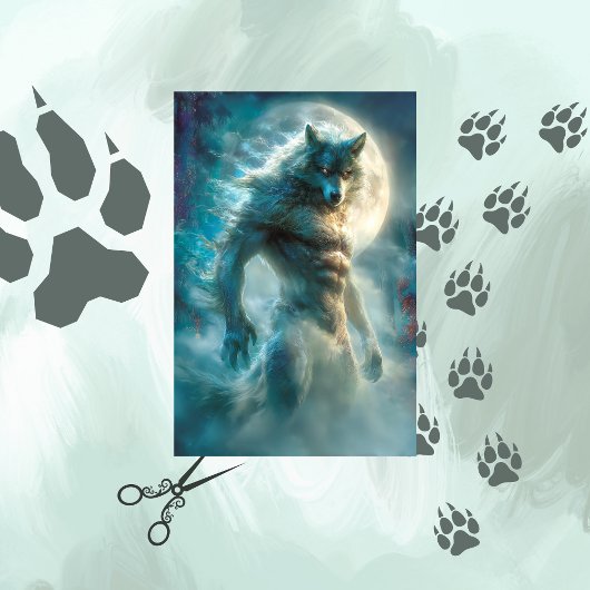 Decoupage Werewolf wird wiedergegeben Seidenpapier