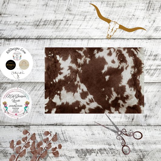 Decoupage Western Brown White Cowhide Texture  Seidenpapier