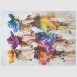 Decoupage Western Cowgirls Vibrangs Colors Dancing Seidenpapier