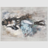 Decoupage Western Dress Lady Steampunk Blue Seidenpapier (Vorderseite)