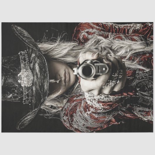 Decoupage Western Frontier Lady Sheriff Seidenpapier (Vorderseite)