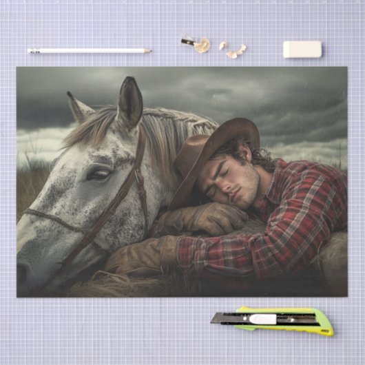 Decoupage Western Lifestyle Cowboy Hornapping Seidenpapier (Handwerk)