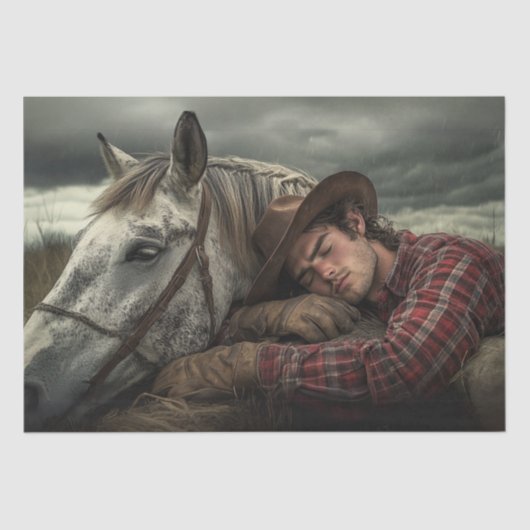 Decoupage Western Lifestyle Cowboy Hornapping Seidenpapier (Vorderseite)