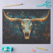 Decoupage Western Skull Longhorn Aquamarin Rust Seidenpapier (Basteln)