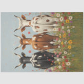 Decoupage Whimsical 3 Cow Friends Field Wildblume Seidenpapier (Vorderseite)