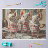 Decoupage Whimsical 3 Schweine Schachtel Kleider Seidenpapier (Basteln)