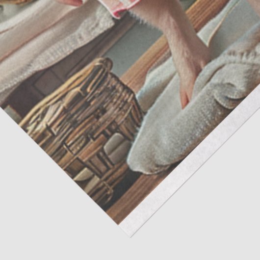 Decoupage Whimsical 3 Schweine Schachtel Kleider Seidenpapier (Ausschnitt)