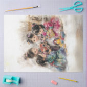 Decoupage Whimsical 4 Koreanische Kinder spielen Seidenpapier (Basteln)
