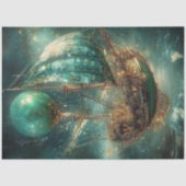 Decoupage Whimsical Airship Hot Air Ballon Grüntön Seidenpapier (Vorderseite)