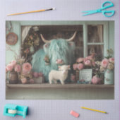 Decoupage Whimsical Aquamarin Highland und Calf Bl Seidenpapier (Basteln)