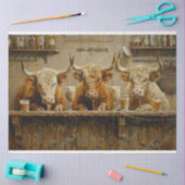 Decoupage Whimsical Bar Scene Kühe trinken Seidenpapier (Basteln)