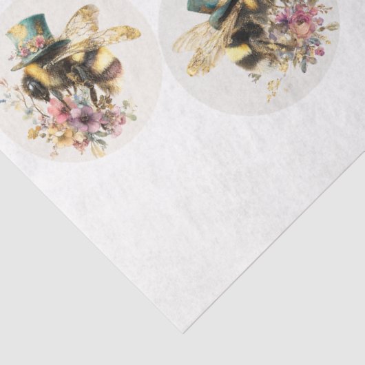 Decoupage Whimsical Bee 12" Rounds 4" Coasters Seidenpapier (Ausschnitt)