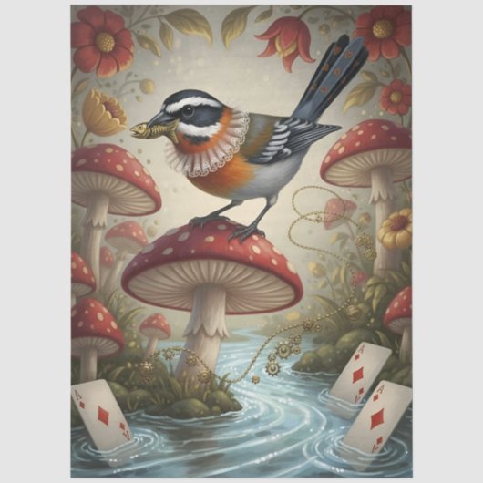 Decoupage Whimsical Bird Seidenpapier (Vorderseite)